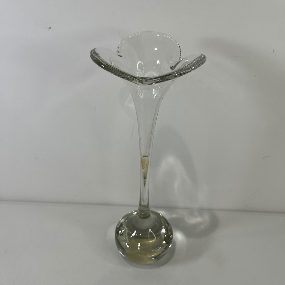 Vintage Abigail Bud Vase Clear Glass Made In Italy Jack In The Pulpit MCM Decor